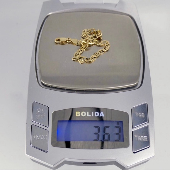 14K Yellow Gold 4mm 7.5" Mariner Anchor Link Chain Bracelet Lobster Clasp - New - Picture 5 of 6